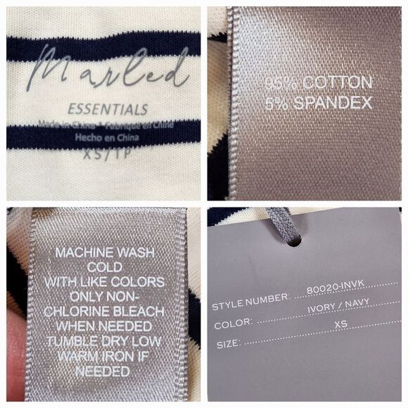 🔸️NWT Marled Ivory & Navy Stripe Short Sleeve Top XSmall - Picture 6 of 6